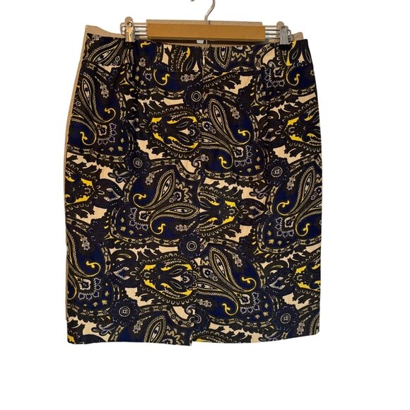Ann Taylor Paisley Pencil Skirt Size 12  100% Cotton Shell & Polyester Lining - Picture 8 of 12